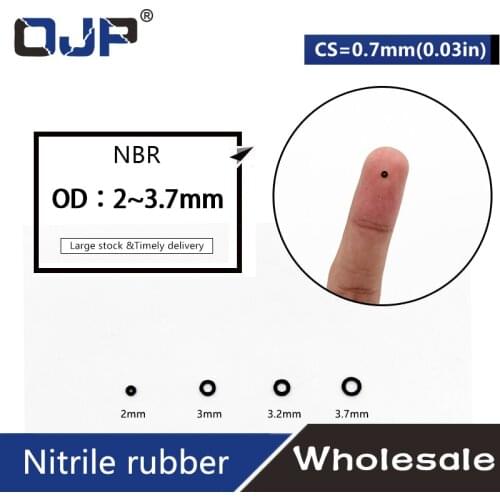 30PCS/lot Rubber Black NBR CS 0.7mm thickness OD2/2.8/3/3.2/3.7mm watch ORing Gasket waterproof Nitrile oring