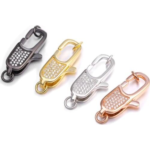 4pcs 10*25mm CZ Micro Pave Oval Hook Lobster Clasp Cubic Zirconia Clasp