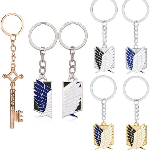 Anime Attack on Titan Keychain Wings of Liberty Scouting Legions Emblem Car Keychain Ring Holder Accessories Figure Toys Gift