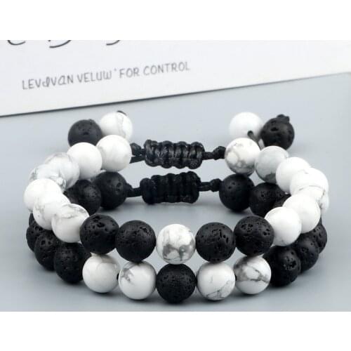 High Quality White Turquoises Bracelet Natural Lava Stone Braided Bracelets Trendy Couples Bangle Jewelry Gift for Women Men New