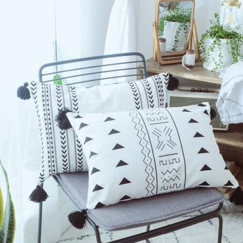 Black White Cushion Cover Home Decoration 45x45cm/35x50cm Canvas Pillow Cover Simple Geometric Printed Nordic Style
