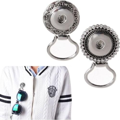Flower Button Rhinestone Eye Glass Sunglass Holding Snap Magnetic Brooch Jewelry