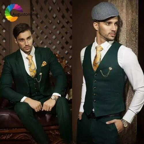 Dark Hunter Green Men Suits Wedding Suits Blazer Custom Made Slim Fit Formal Groom Tuxedo Best Man Prom Terno Masculino 3 Pieces