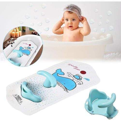 Baby Bath Mat with Baby Shower Seat Bathtub Cushion Back Support Non-slip Safety Comfortable Bathroom Chair Baby Bath Seat