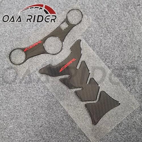 For HONDA CBR600 CBR 600 F4i 2001-2007 3DMotorcycle Carbon Fiber Decoration Tank Cap Pad Front End Upper Top Clamp Sticker Decal