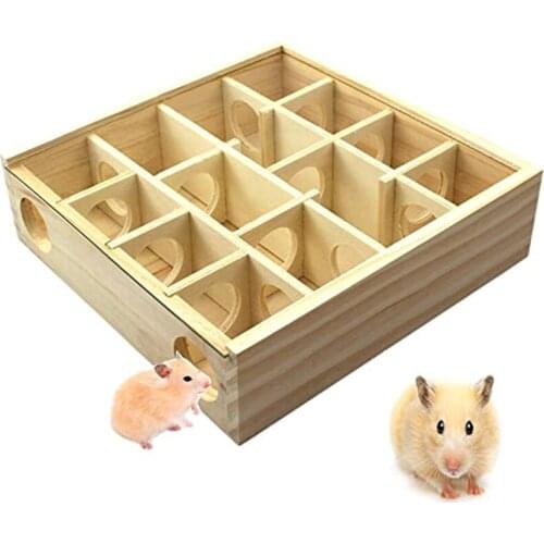 Pet Hamster Wooden Mazes Tunnel Gerbil Rat Mouse Mice Small Animal Play Toys HFing