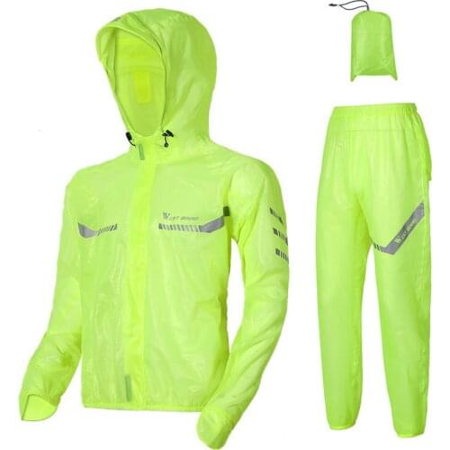 Cycling Raincoat Suit Breathable Rain Gear Waterproof Motorcycle Raincoat+Rain Pant With Reflective Strip For Cycling Equipme