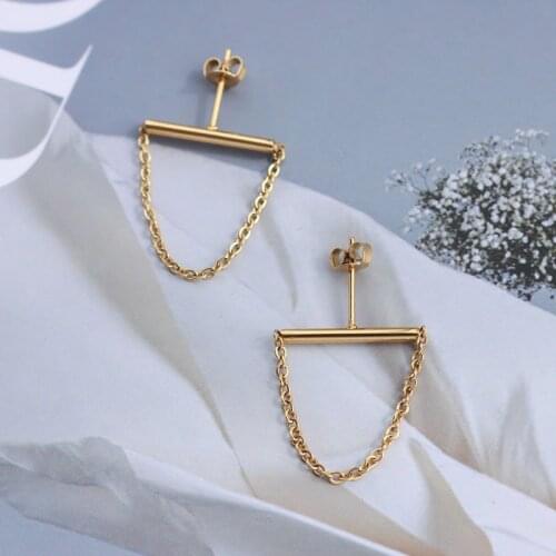 European and American INS niche design temperament earrings tassel chain titanium steel earrings earrings earrings women