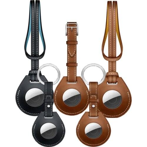 High quality Leather Case For Apple Airtags Protective cover For locator airtags Anti-lost Device Keychain Protect Sleeve 2021