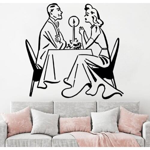 Wedding anniversary candlelight dinner wall sticker for kitchen art home decoration Vinyl restaurant coffee shop Decal HY474