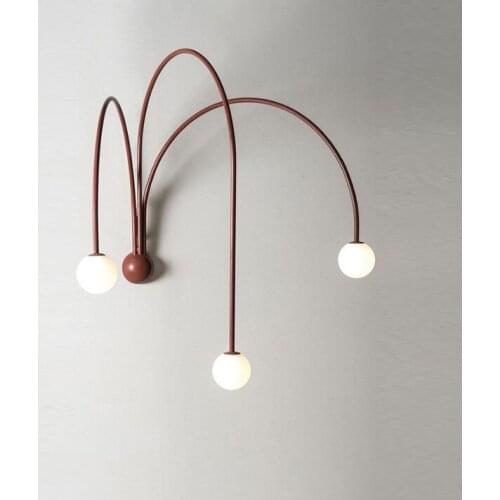 Nordic modern minimalist living room villa gallery background wall bedroom study line wall lamp