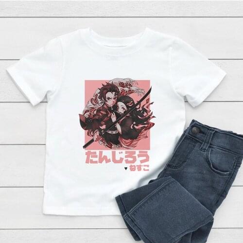 Demon Slayer Kimetsu No Yaiba T Shirt Kids Summer Tops Cartoon T-shirt Funny Anime Demon Blade Girls Tops Cute Children Clothes