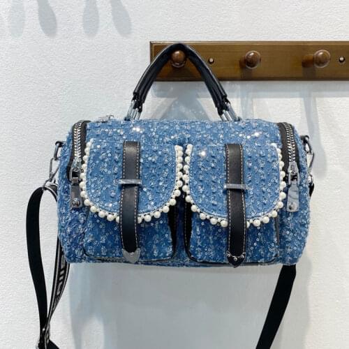 Rhinestone Handbag Female High Quality Sparkle Shiny Black Messenger Bag Women Fashion Daily Shoulder Bag