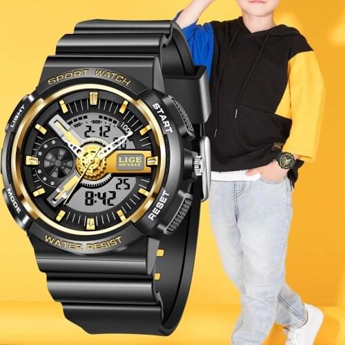 LIGE New Children Watches Cute Kids Watches Sports Cartoon Watch for Girls Boys Rubber Childrens Digital LED Wristwatches Reloj