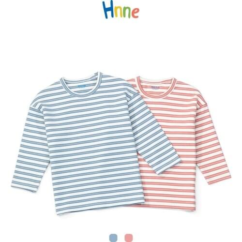 Hnne 2021 Autumn New Super Comfortable Shu Velveteen T-shirts Kids Unisex Boys Girls Long Sleeve Striped Tops Childrens Tees