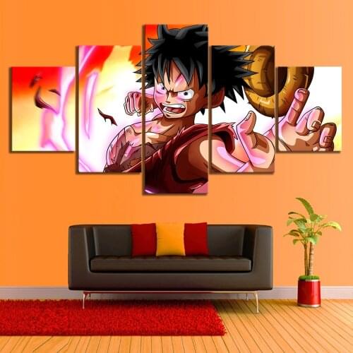 Prints Poster Wall Art Modular 5 Pieces Animation One Piece Abstract Canvas Painting Home Background Living Room Decor