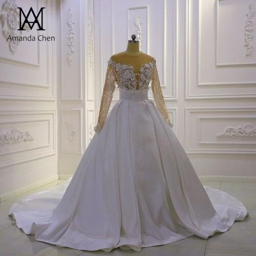 Casual A-Line Lace Appliqued 3D Flowers Wedding Dress