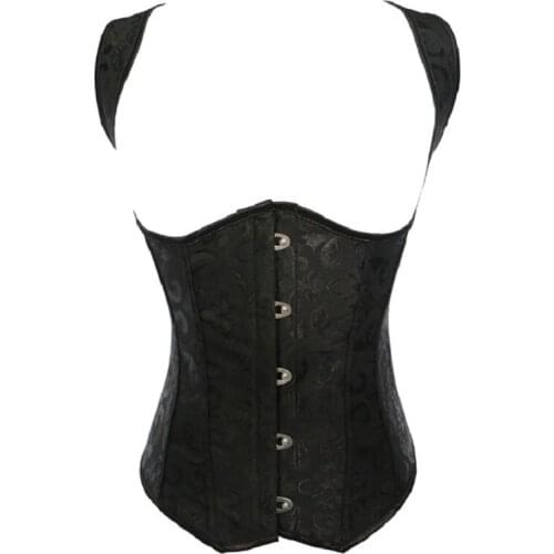 Sexy Corset Top Bustier Underbust Lace Up Gothic Steampunk Women Underwear Waist Trainer Tummy Control Shapewear Corset Black