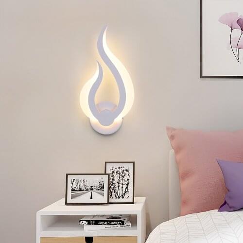 12W Modern LED Wall Light, Flame Shape Wall Lamp, Living Room Bedroom Bedside Sconce 220V/4000K Wall Light