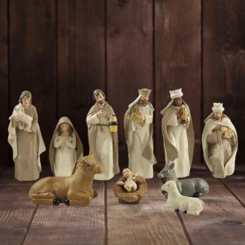 Christ Birth Of Jesus Ornament Figurines Nativity Scene Crafts Resin Christmas Decoration Catholic Miniatures Figurines