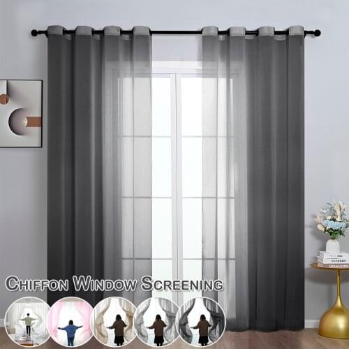 140*245cm One Panel Summer Tulle Eyelets Panel Chiffon Home Drap Curtain Screening Drap Modern Window Screening for Living Room