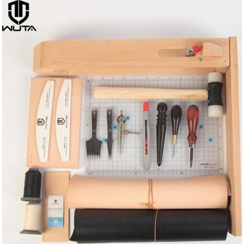 WUTA Functionary Durable Basic Leathercraft Tool Set DIY Hand Sewing Stitching Punching Cutting Tool Kit Leather Work Sewing Set