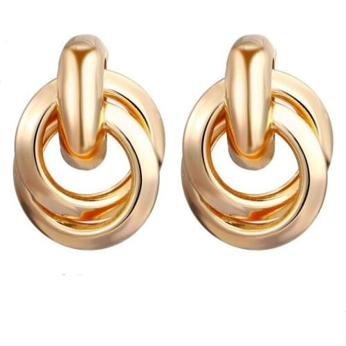 Fashion jewelry Gold multi layer hoop stud Earrings for women Korean Vintage Geometry Metal Earrings 2020 Trendy smart Jewelry