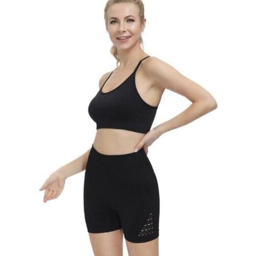 2PCS sets Women Summer Seamless yoga set Fitness Sports Suits GYM Clothing Yoga bra High Waist shorts Workout Running Pants Tops