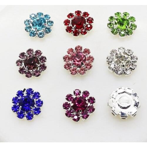 ZMASEY 16mm Metal Buttons 10pcs/lot Mix Color Rhinestone Diamond Crystal Button Embellishment Decoration Headwear Accessories