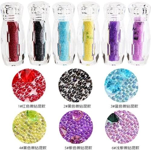 1 Bottle Crystal Caviar Beads Nail Rhinestones Micro Bead Gravel Multicolor Crystal Glass For 3D Nails Art Decorations