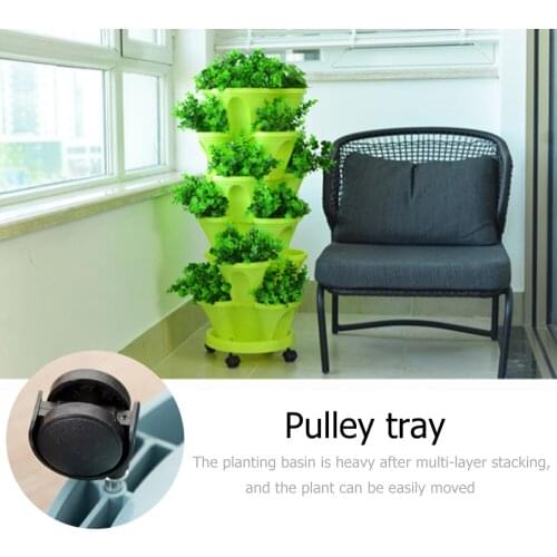 1 Set of 6pcs Flowepot Multilayer Stacking Cultivation Pot Vegetable Melon Fruit Strawberry Planting Pot - 1pc Tray and 5pcs Pot