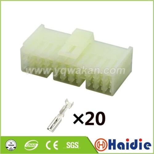 2sets auto 20pin cable housing plug wiring harness unsealed connector 6090-1081