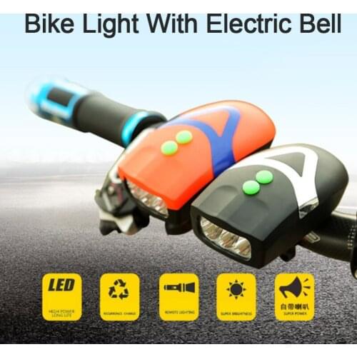 2 IN 1 LED Bicycle Bike Light With Electric Bell Trembler Buzzers Horn Switch