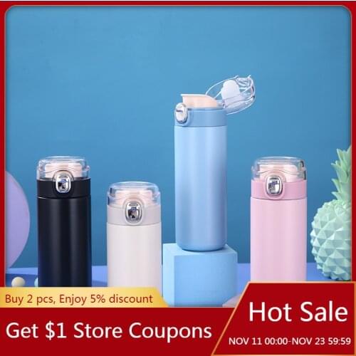 300ML/400ML Creative Double-layer Vacuum Stainless Steel Vacuum Mug Fresh Mini Thermos Cup Office Portable Vacuum Cup For Gift