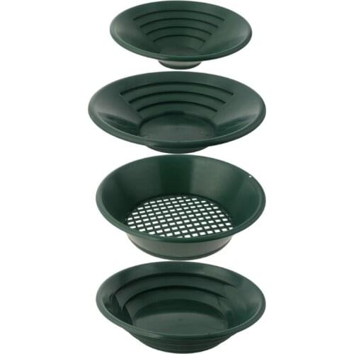 4 pcs Plastic Green Color Gold Pan Used for Mining and Sieving Pan Kit Suitable for Gold Filtering in Rivers and Waters