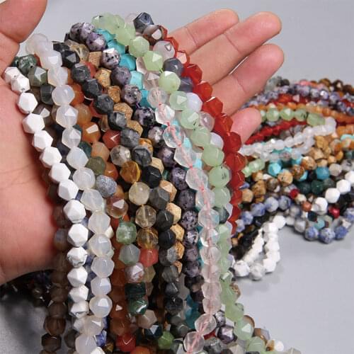6mm/8mm/10mm Faceted Stone Agat Beads Round Faceted Natural Gems Stone Loose Beads for Jewelry Making DIY Accessories 15.5"
