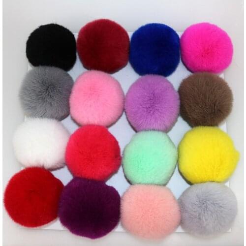 6pcs/lot Natural Genuine Rabbit Fur Ball Pom Poms Fluffy Pompom DIY For Women Kids Winter Hats Skullies Beanies Knitted Cap 8cm