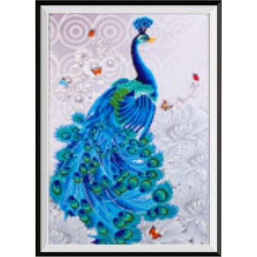 5d Diy Diamond Painting Animal Peacock Painting Art Mosaic Painting Round Diamond Imitation Cross Stitch Kit Home Decoration