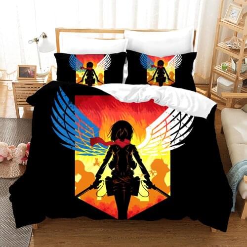 Attacking Giant 3D Printed Anime Bedding Set For Boys Queen Comforter Duvet Cover 240x220 Video Game Kids Bed Linen