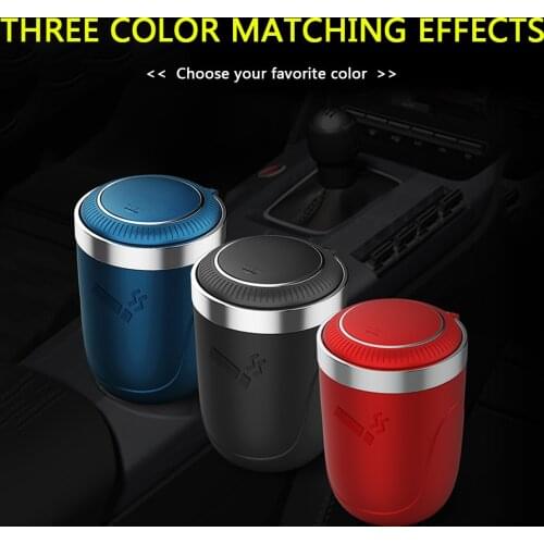 Push Type Multifunctional Portable Car Ashtray Car Interior Decoration Stainless Steel Liner Car Ashtray Led Lighting For Night