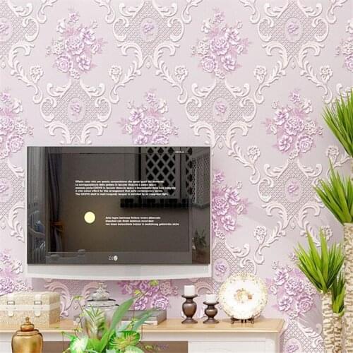 Beibehang American pastoral romantic non-woven embossed wallpaper TV living room wall Bedroom full shop background 3d wallpaper