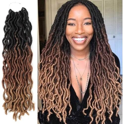 Free Shipping) 18 Inch 100G Ombre 3 Tone Goddess Locs Ombre Gypsy Curly Faux Locs Crochet Hair Afro Dreadlocs Hair Extensions