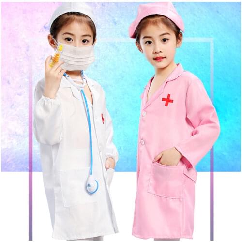 Kids Doctor Nurse Uniforms Fancy Role Play Costume for Girl Boys Nurse Doctor Cross Coat Children Cosplay Party Toys Set Outfits