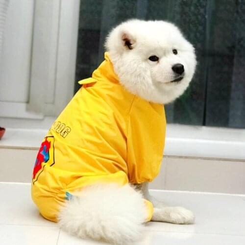 Cute Small Large Dog Raincoat Golden Retriever Raincoat For A Dog Waterproof Clothes Pet Jumpsuit Small Puppy Big Animal Goods