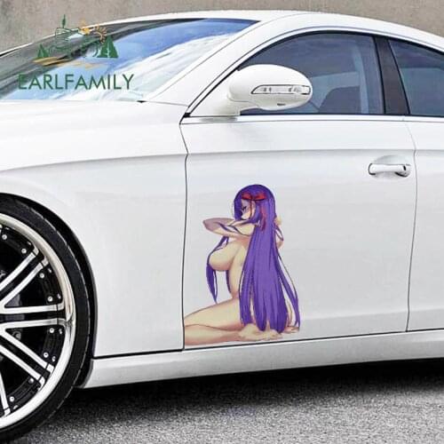 EARLFAMILY 43cm x 30.1cm For Sexy Girl Car Stickers Anime Fine Decal RV JDM Funny Waterproof Sunscreen Big Sticker Decoration
