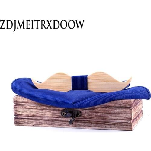 Novelty Bearded Wooden Wood Bow Tie Red Bule Solid Handmade Moustache Bowtie For Men Wedding Party Fashion Cravat Accessories