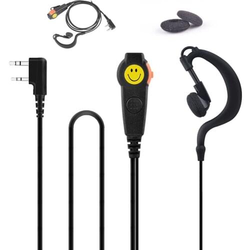 Walkie talkie earpiece One-Wired Ear Hanger G-Loop Ear Bar WITH Mic & Double PTT Headset 2-pin K plug for baofeng Two way radio
