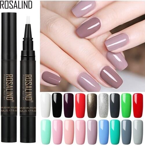 ROSALIND Hybrid Varnish Gel Nail Polish Pen For Manicure Art Decoration Semi Permanent Soak Off UV Base And Top Coating Pen 5ML