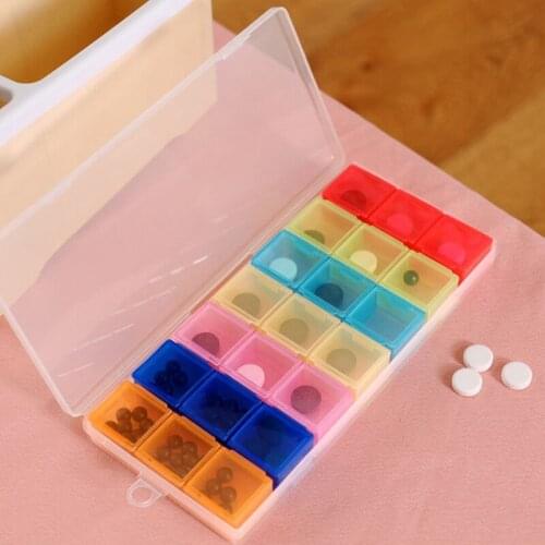 Hot 21 Compartment Transparent Color Empty Plastic Box Pill Tablet Medicine Organizer Weekly 7 Days 3-Row Tray Storage Case