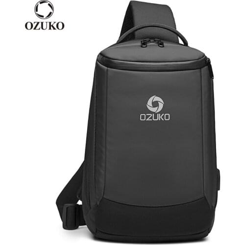 OZUKO Quality Mens Shoulder Bag Water Repellent Chest Bags Male Large Capacity Sling Crossbody Bag for Short Trip Messenger Bag